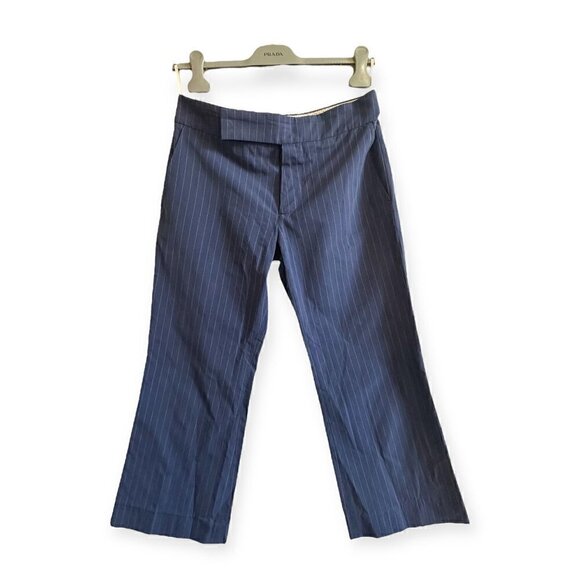 Marni Pinstripe Cotton Trouser Cropped leg Button Fly Size 38 Italian